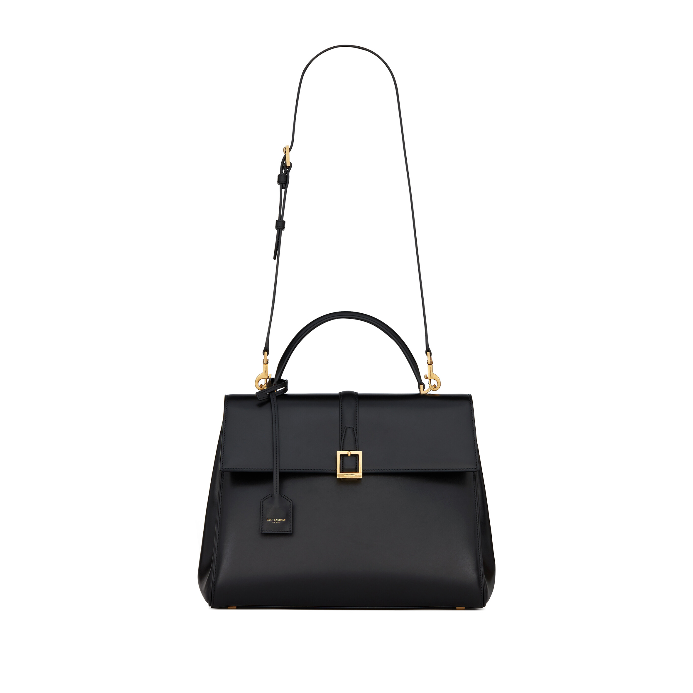 YSL LE FERMOIR TOP HANDLE BAG IN SHINY LEATHER 6749882ZA0W1000 (30*22*12cm)